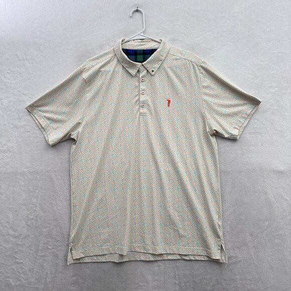 William Murray Polo Shirt Mens L Yellow Golf Performance Athletic Geometric - Picture 1 of 9